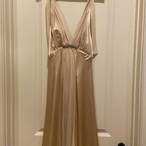 Champagn colored satin cocktail dress, wedding guest dress, holiday dress